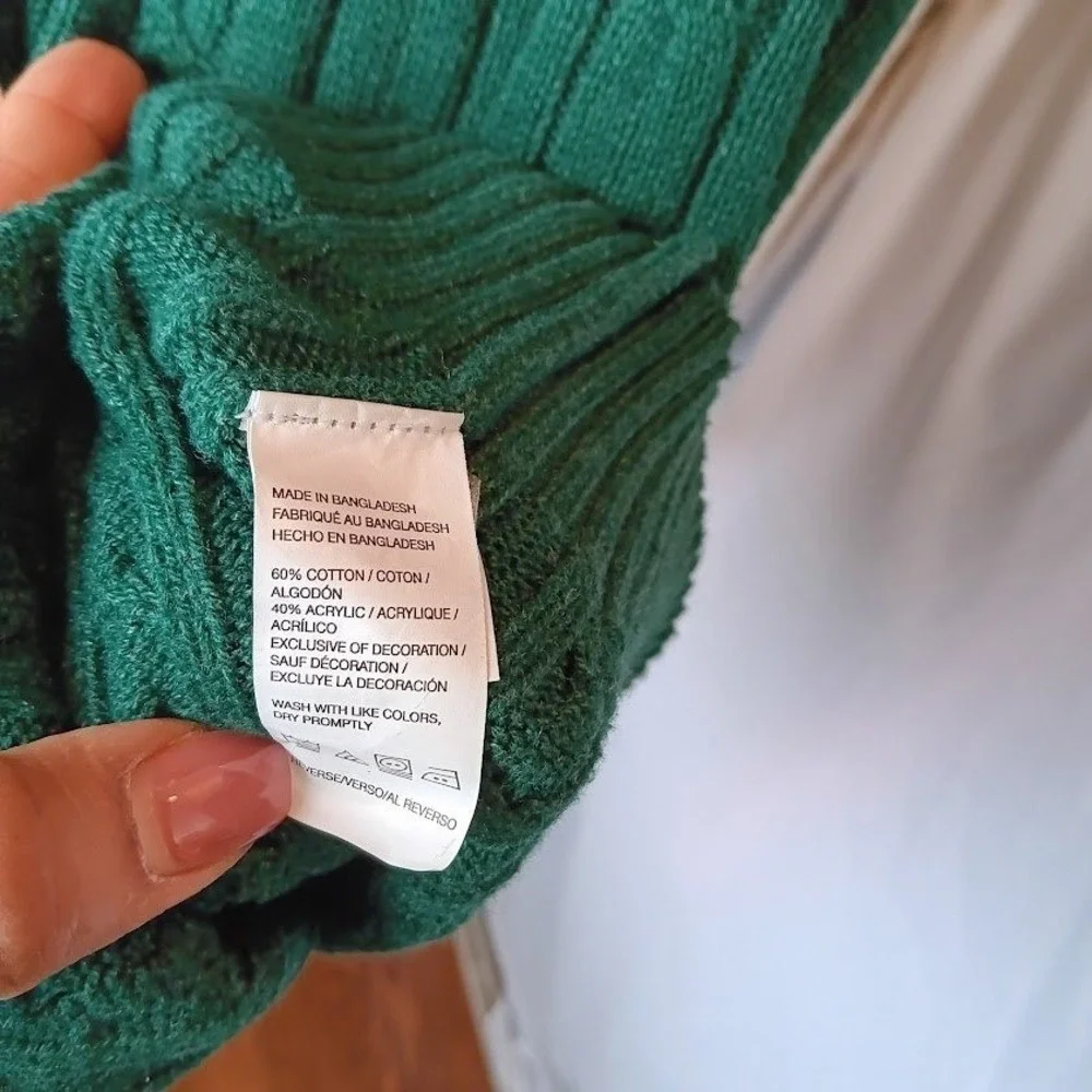 IZOD Men's Green Cable Knit Quarter Zip Sweater Size 2XL Preppy, Business Casual - Picture 5 of 10